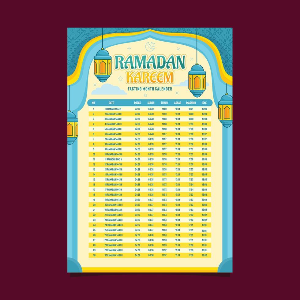 Template Fasting Month Calender Page vector