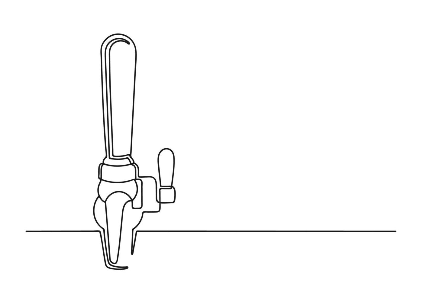 Continuous one line drawing of a beer tap vector