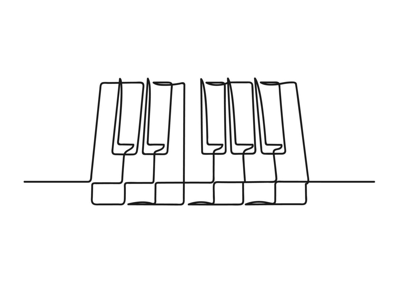 Continuous one line drawing of a piano keyboard vector