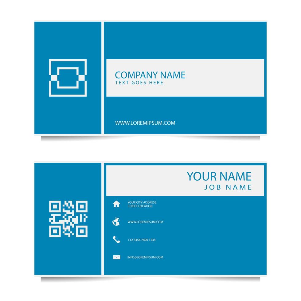 Business Card Template with Blue Background. Vector illustration