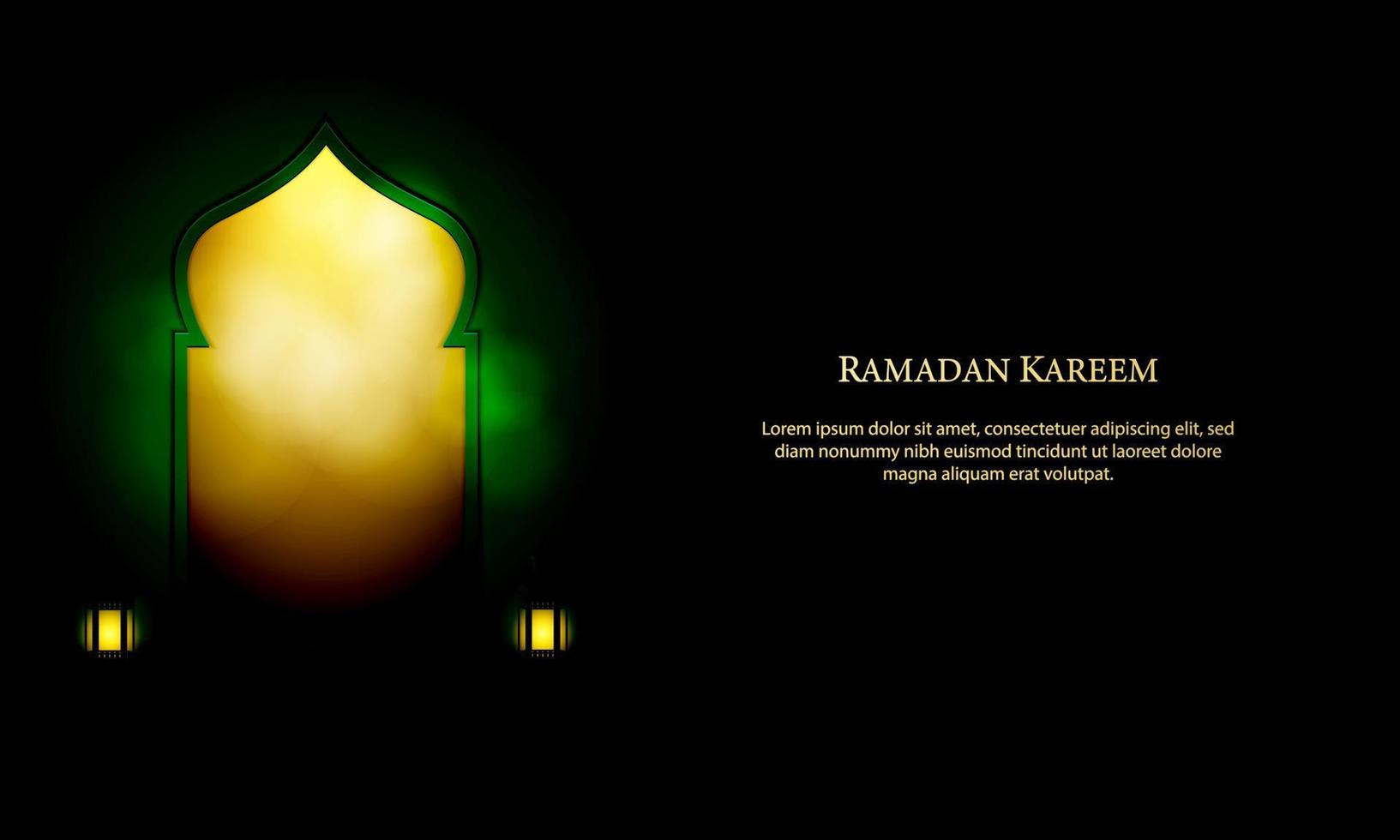 Ramadan Kareem Vector with Lantern and Black background