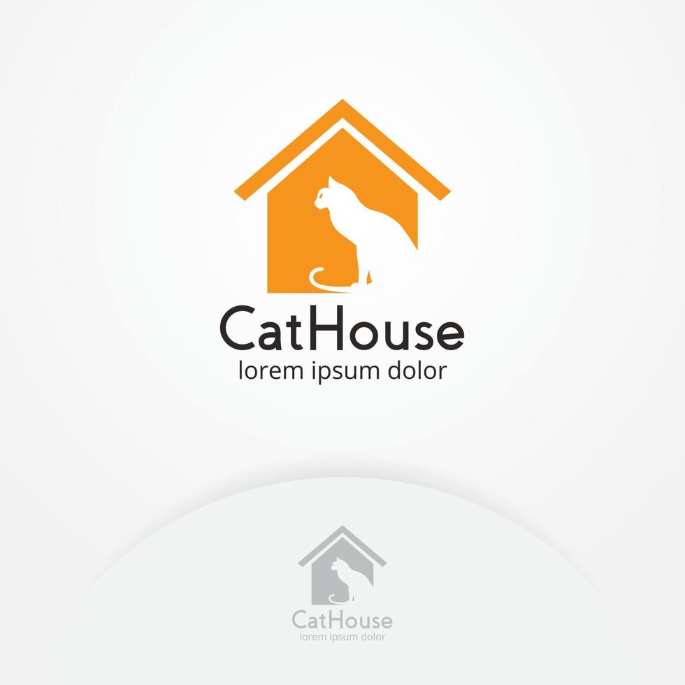 diseño de logotipo de casa de gato vector