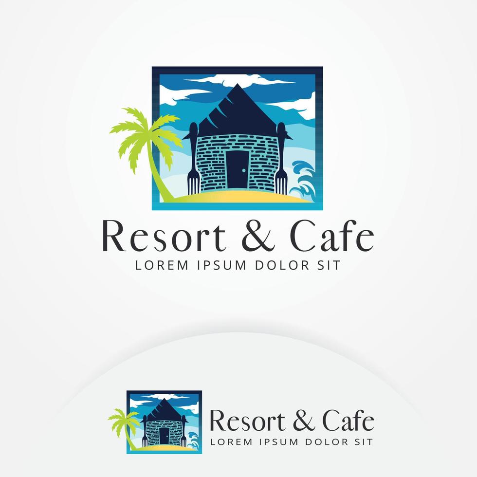 Resort and cafe logo design concept vector