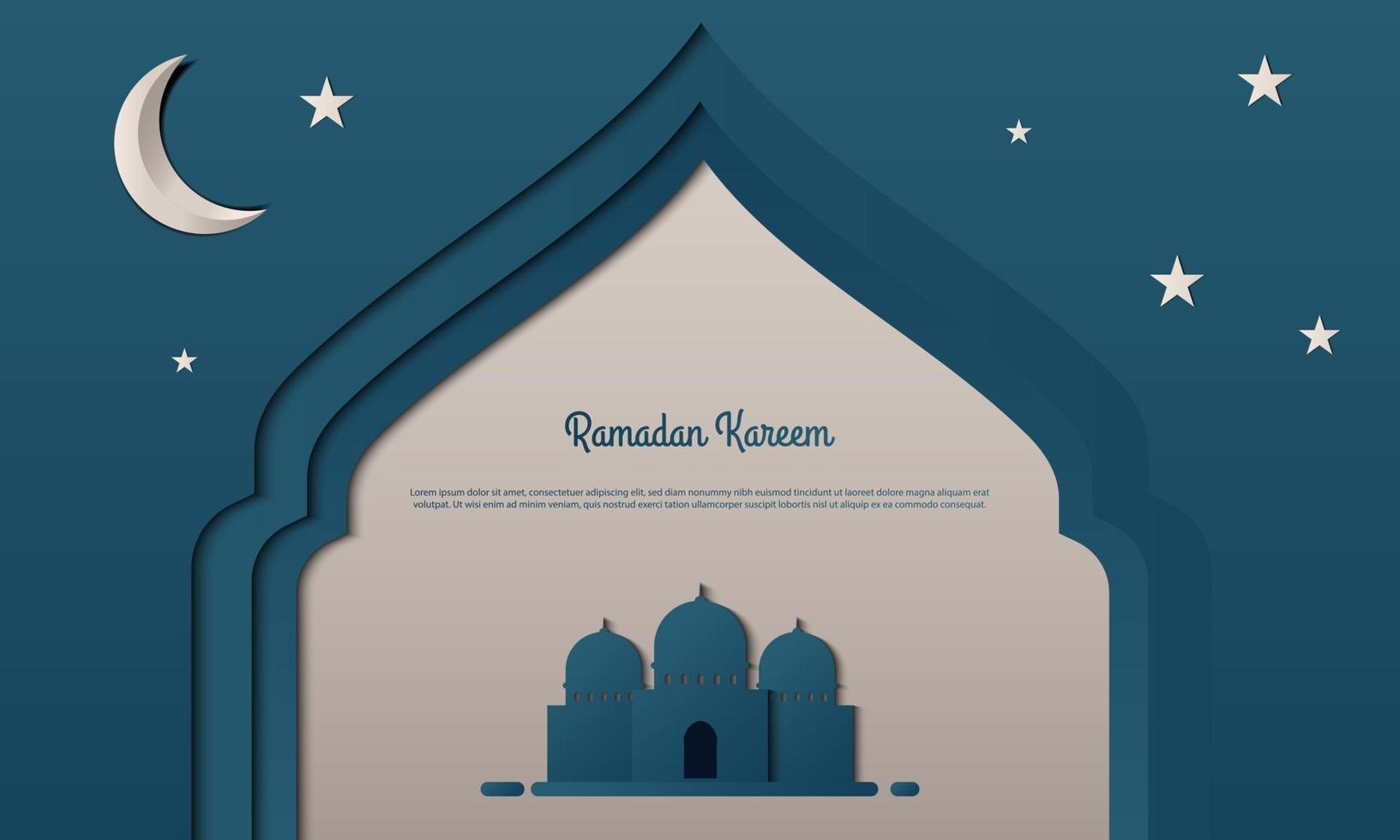 gráfico vectorial de ramadan kareem con luna y estrellas. apto para tarjetas de felicitación, papel tapiz y otros. vector