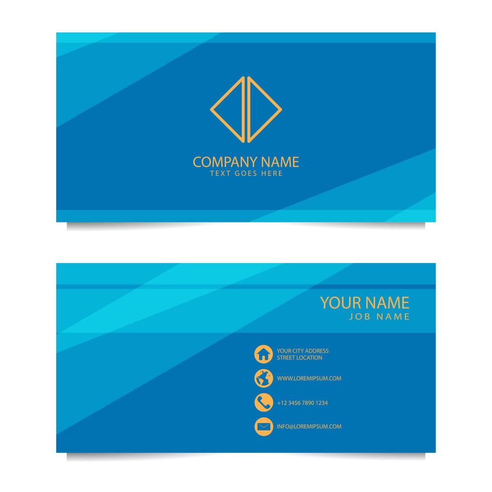 Elegant Business Card Template with Blue Background. Vector illustration