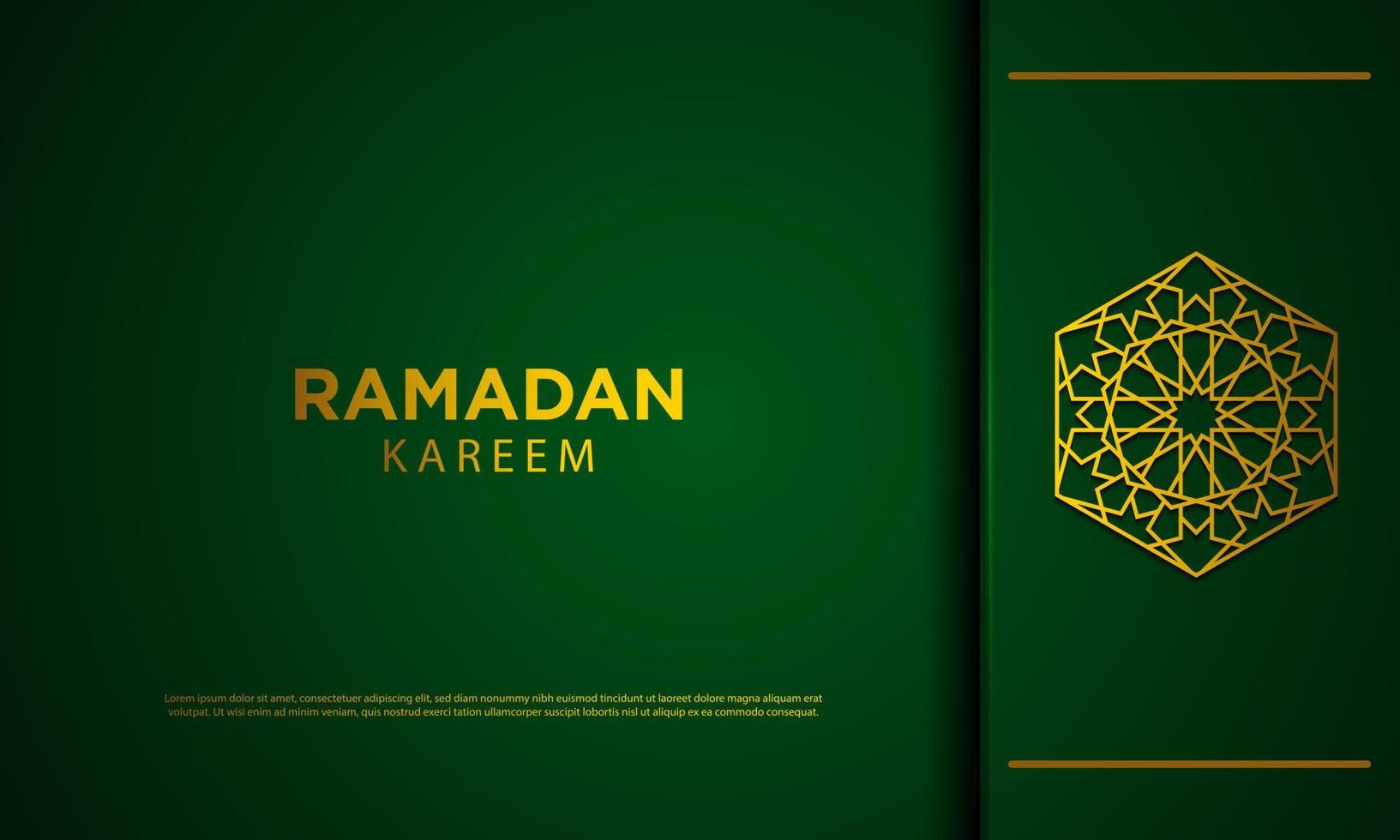 Ramadan Kareem Background with Islamic Ornament on Green Background. Vector Illustration.