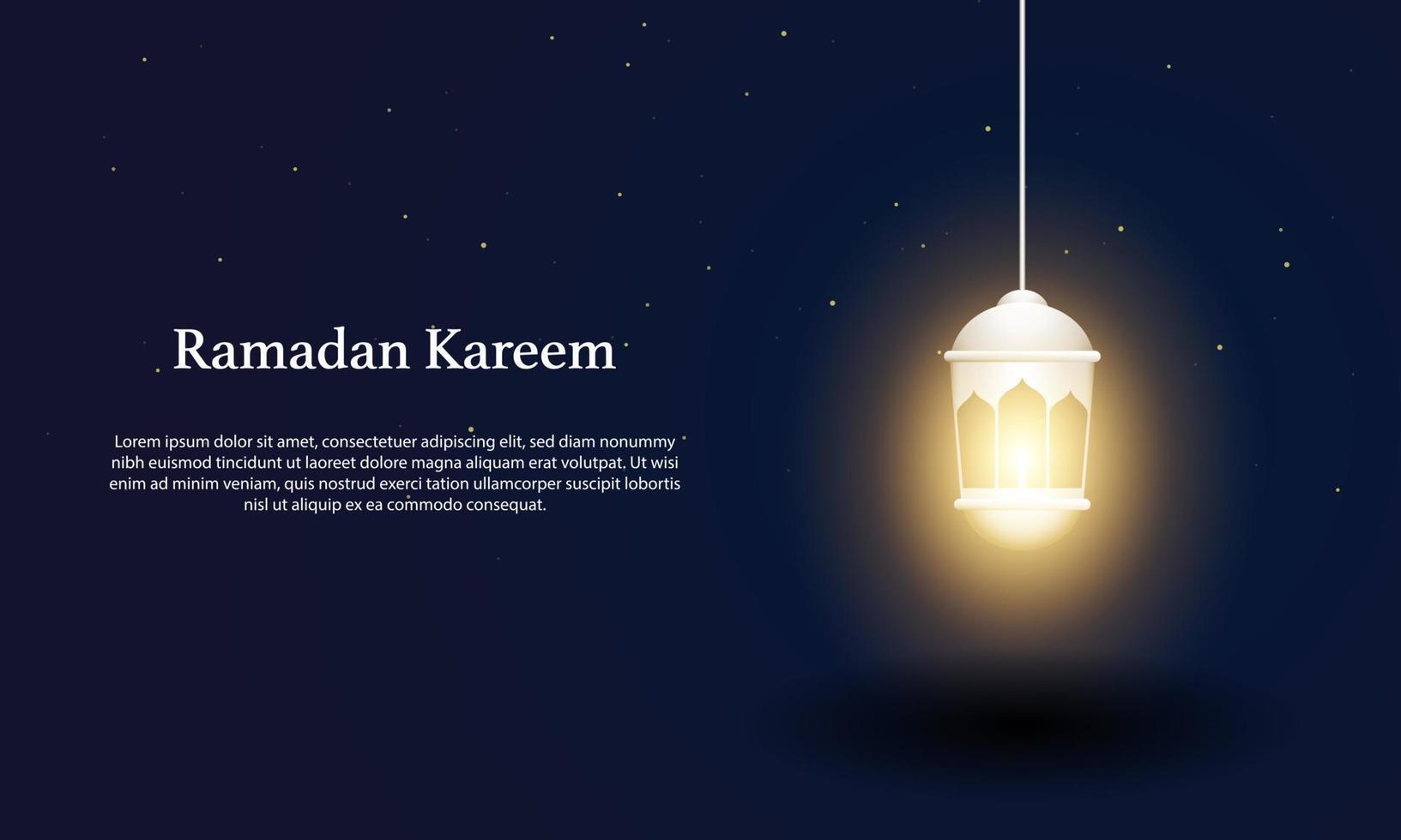 Vector graphic of Ramadan Kareem with White Lantern. Fit for greeting card, wallpaper and other.