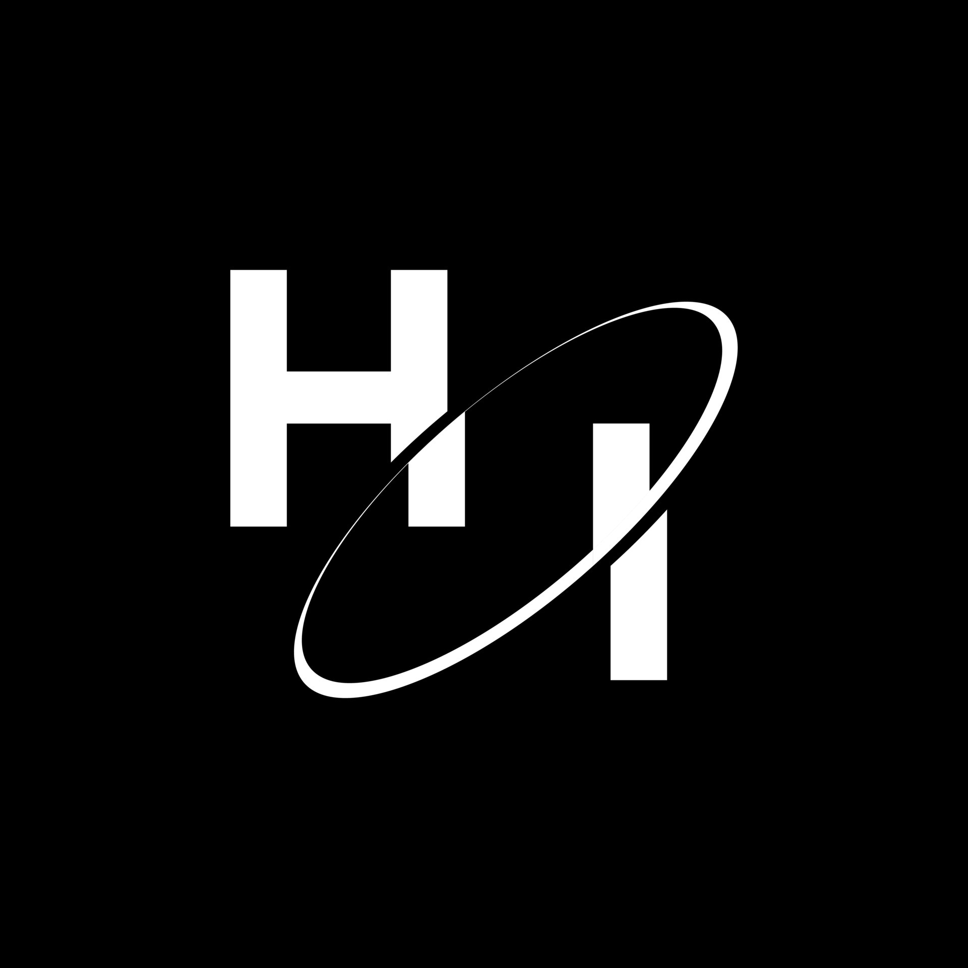 Letter HI that are cut by a circle on black background. 6485112 Vector ...