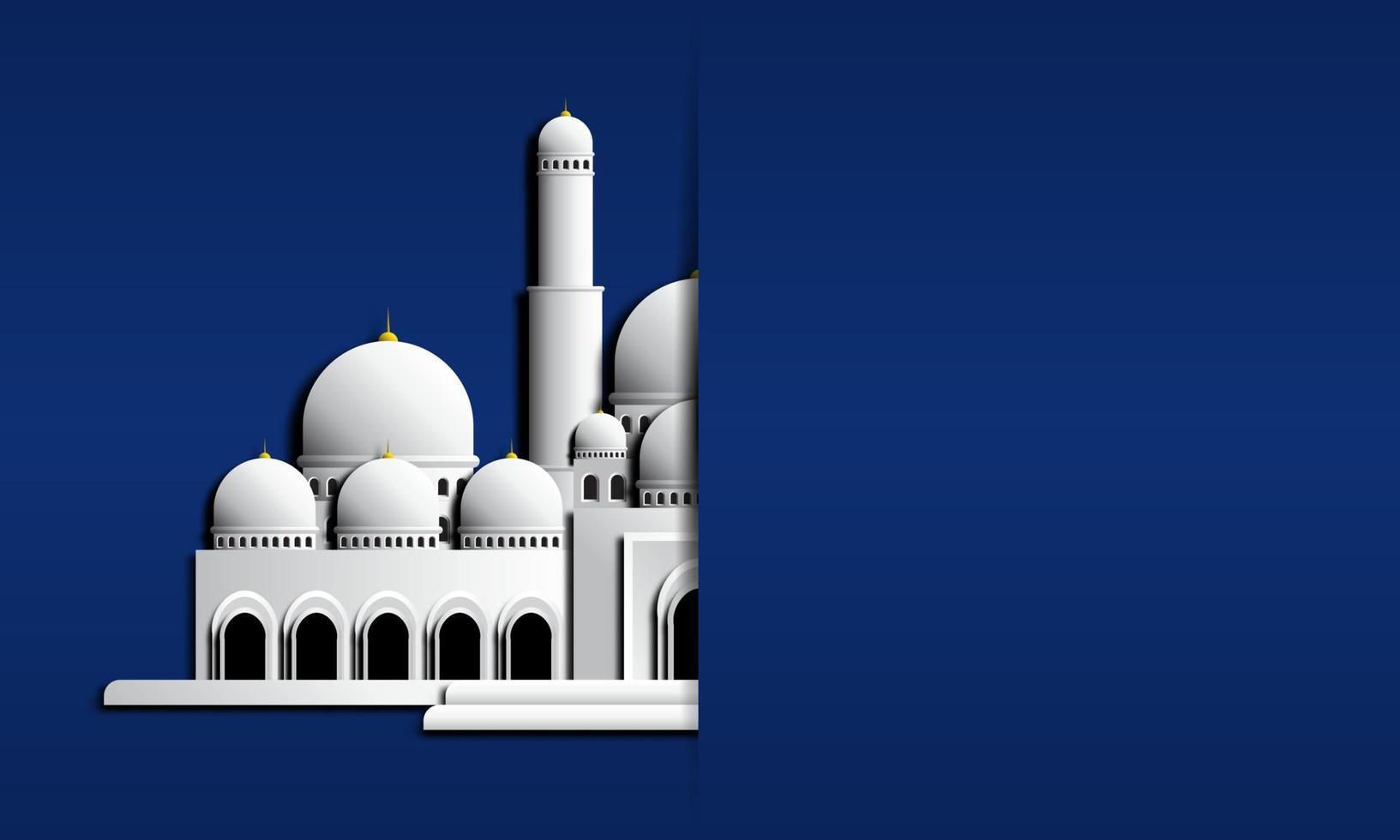 Vector graphic of White Mosque with Blue Background. Fit for greeting card, wallpaper and other.