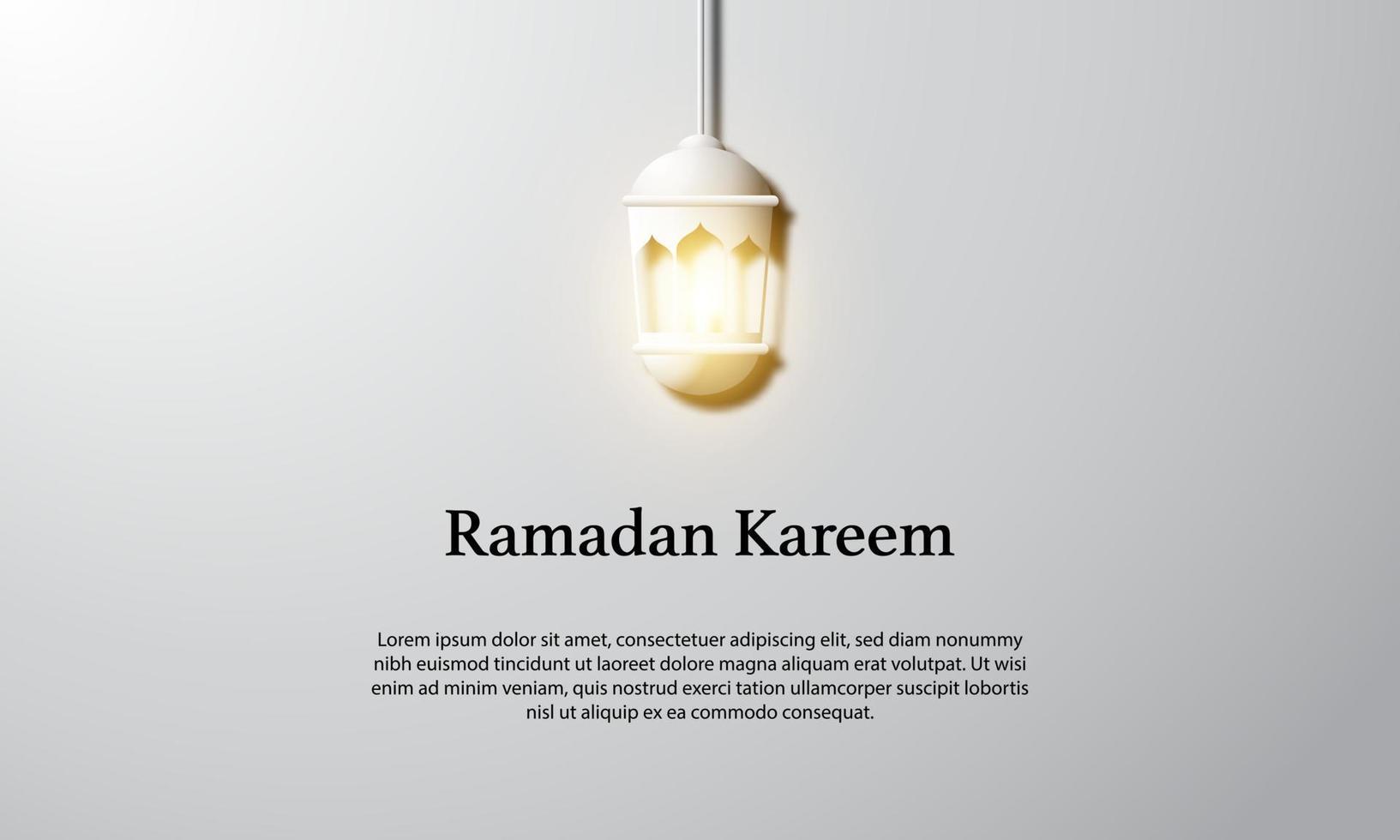 Vector graphic of Ramadan Kareem with White Lantern. Fit for greeting card, wallpaper and other.