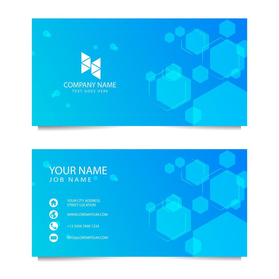 Business Card Template with Abstract Blue Polygonal Background. Vector illustration