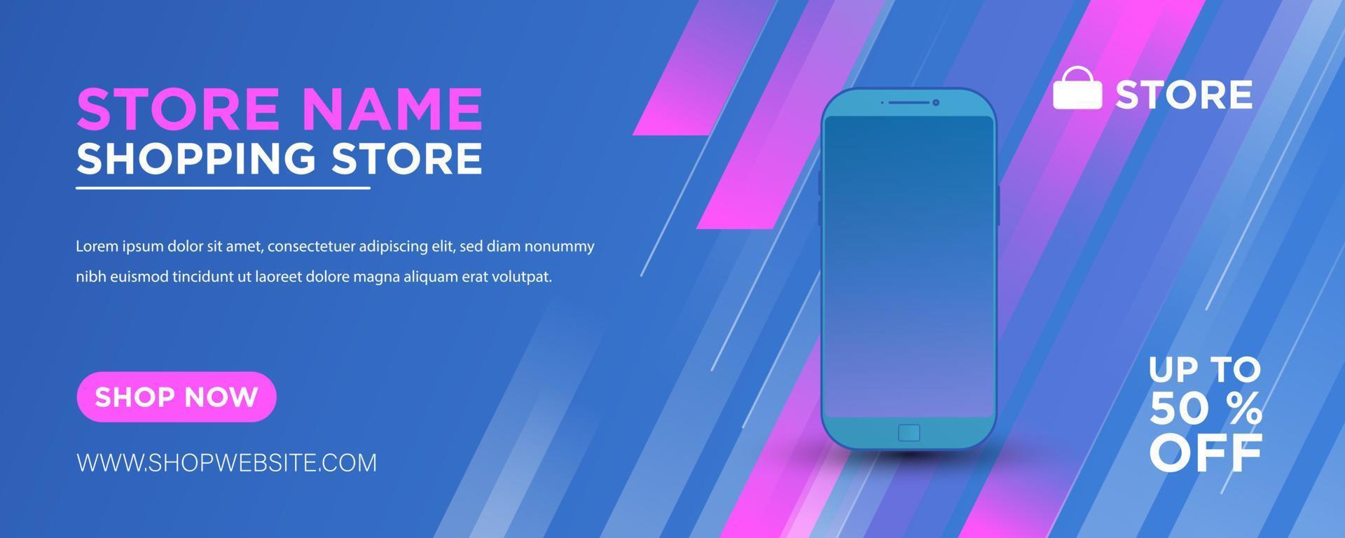 Modern Web Banner With Blue Background Shoping Store Vector modern-web-banner-with-blue-background-shoping-store-vector