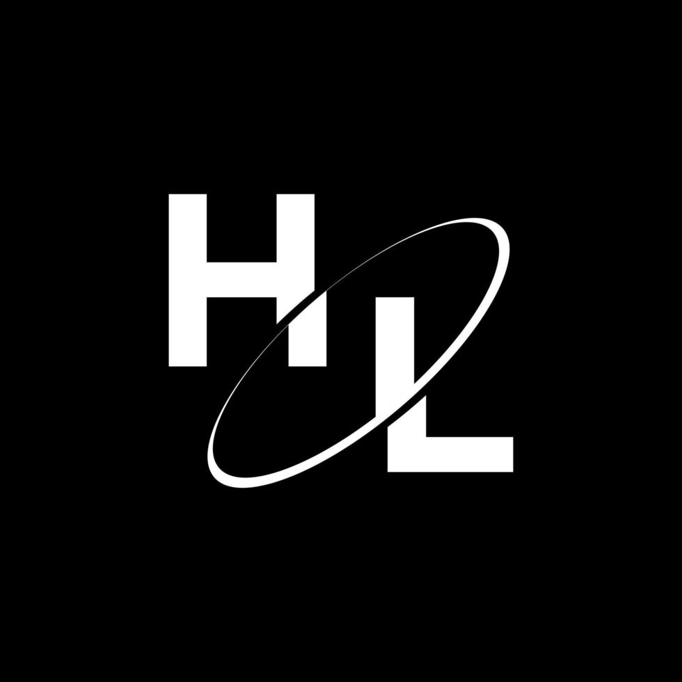 Letter HL that are cut by a circle on black background. vector