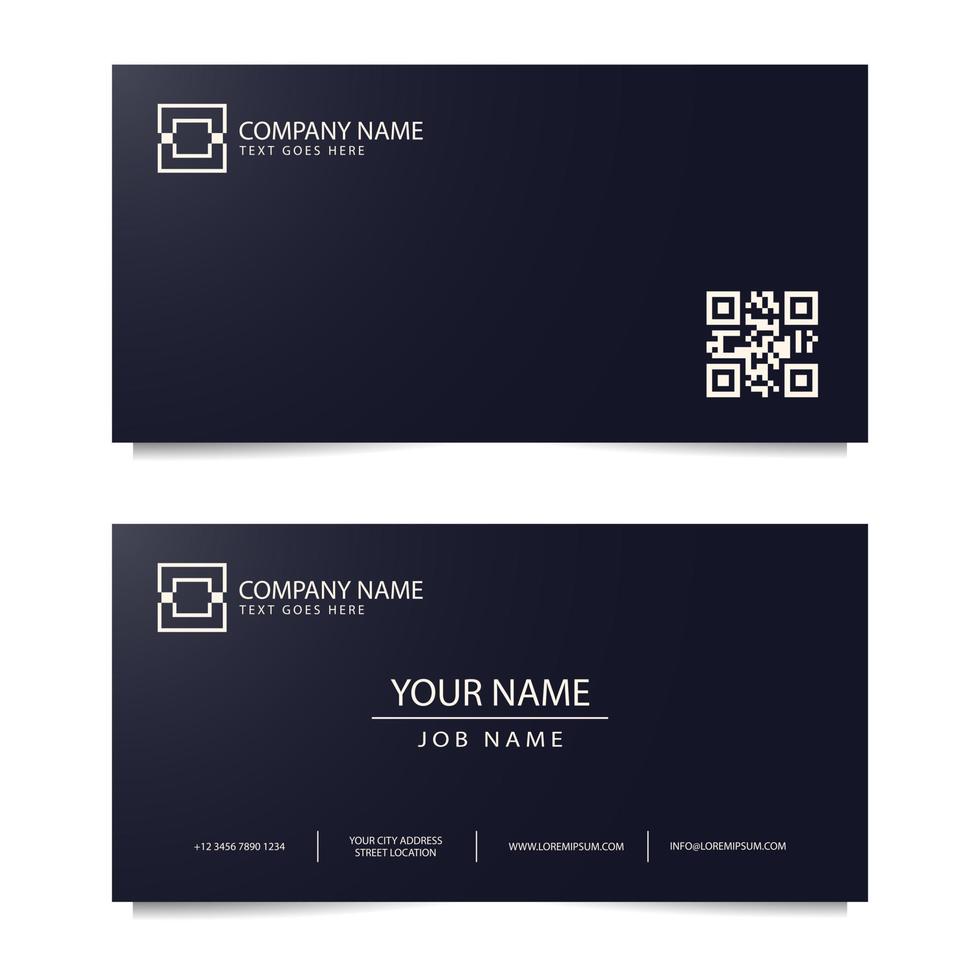 Business Card Template with Dark Blue Background. Vector illustration