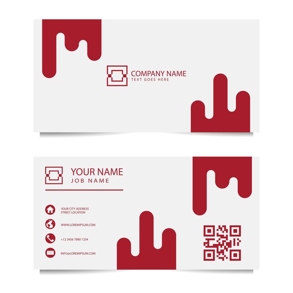 Business Card Template with White Red Background. Vector illustration