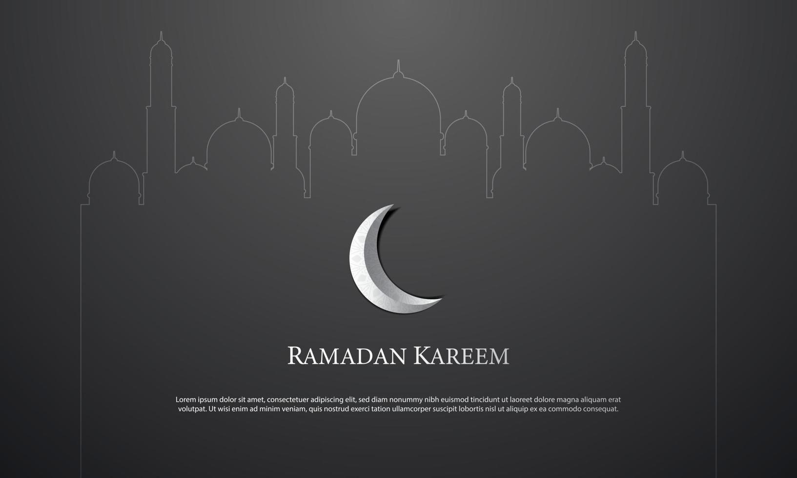 Vector graphic of Ramadan Kareem with Mosque and Moon. Fit for greeting card, wallpaper and other ramadan background.