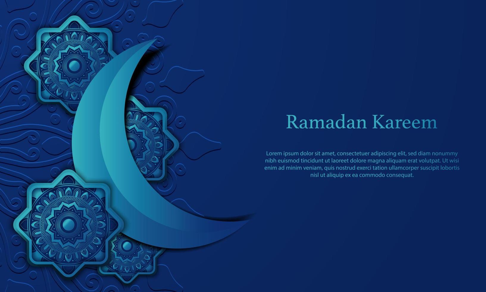 Vector graphic of Ramadan Kareem with Blue Moon Background. Fit for greeting card, wallpaper and other.