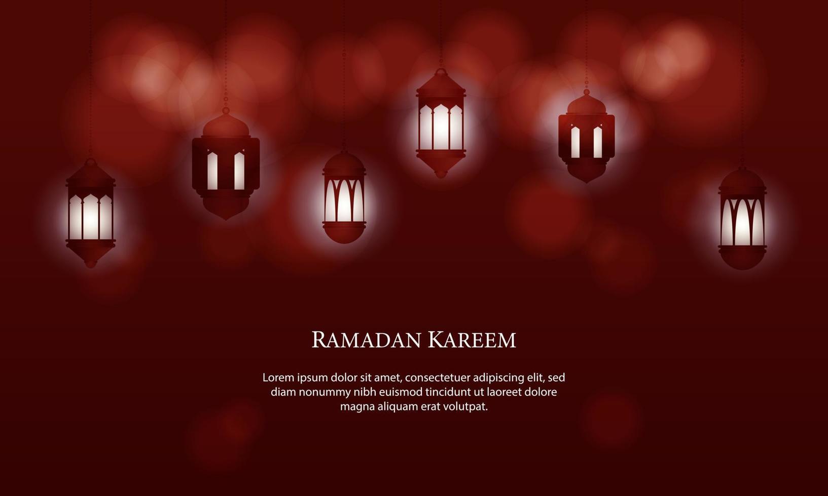 Vector graphic of Ramadan Kareem with Red Lantern. Fit for greeting card, wallpaper and other.