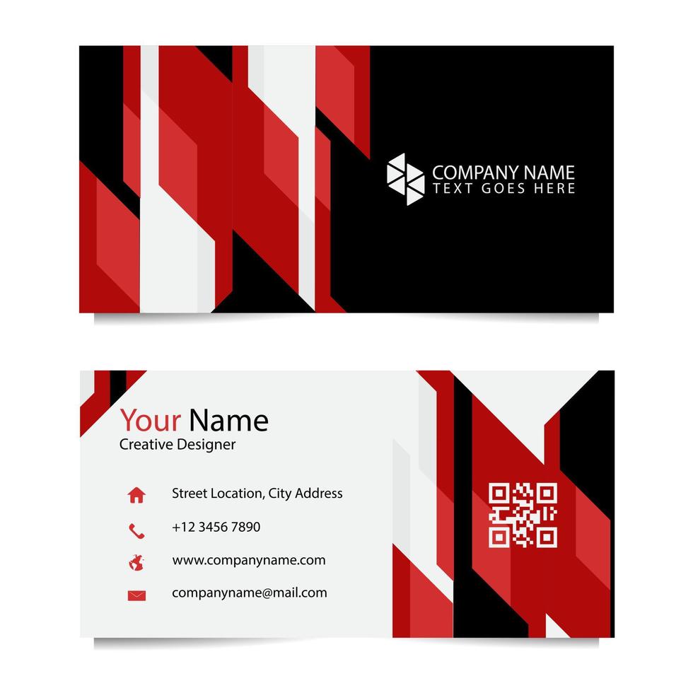 Business Card Template with Black White Red Background. Vector ...