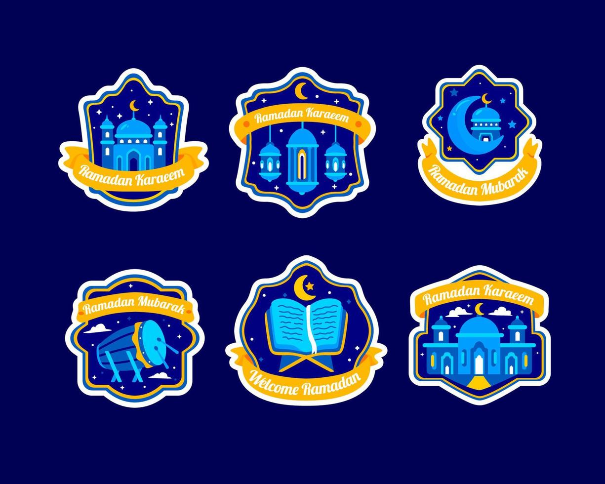 Elegant Ramadan Stickers Element With Flat Effect vector