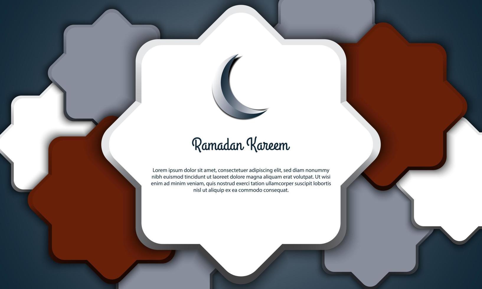 Vector graphic of Ramadan Kareem with White Moon. Fit for greeting card, wallpaper and other ramadan background.