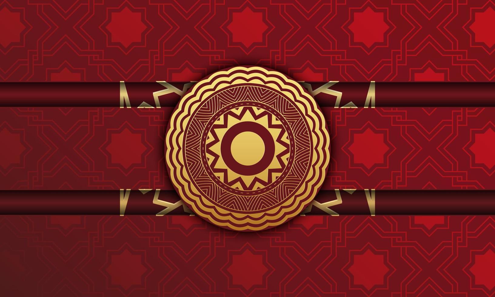 gráfico vectorial de mandala dorado premium sobre fondo rojo. apto para el diseño de empaques premium, decorativos y otros fondos de lujo vector