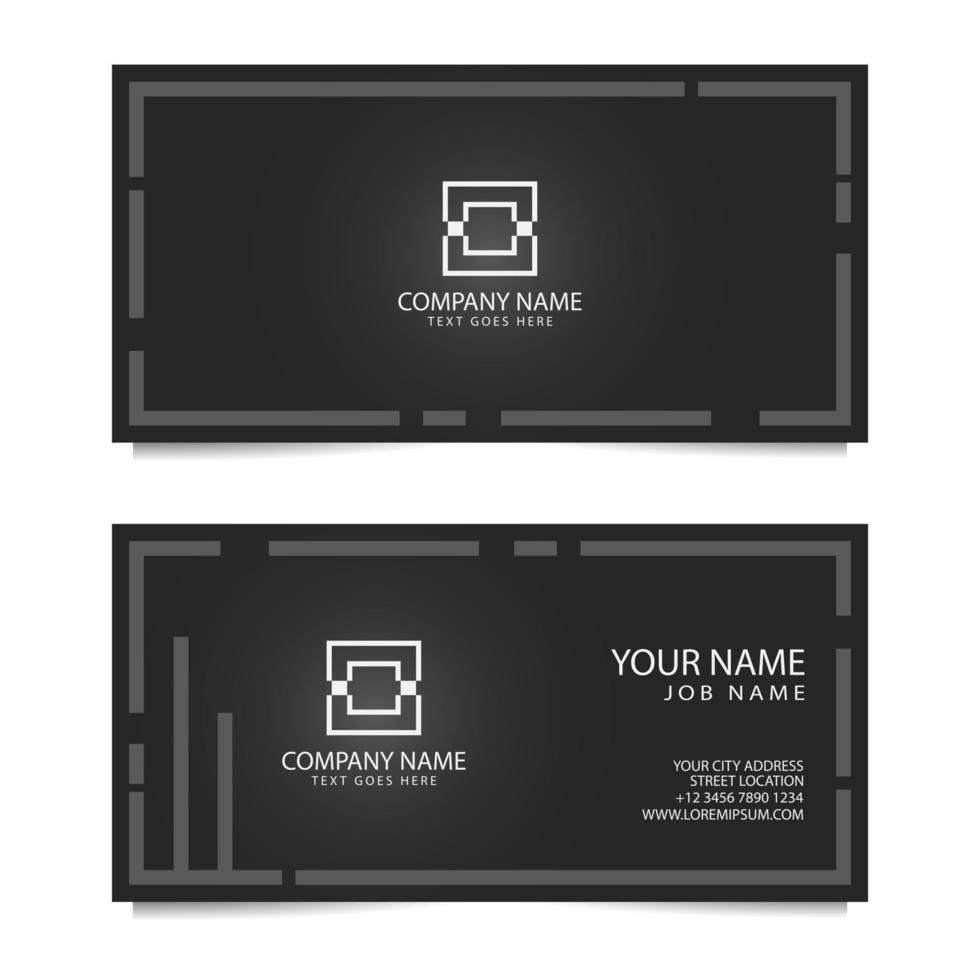 Business Card Template with Black Background. Vector illustration