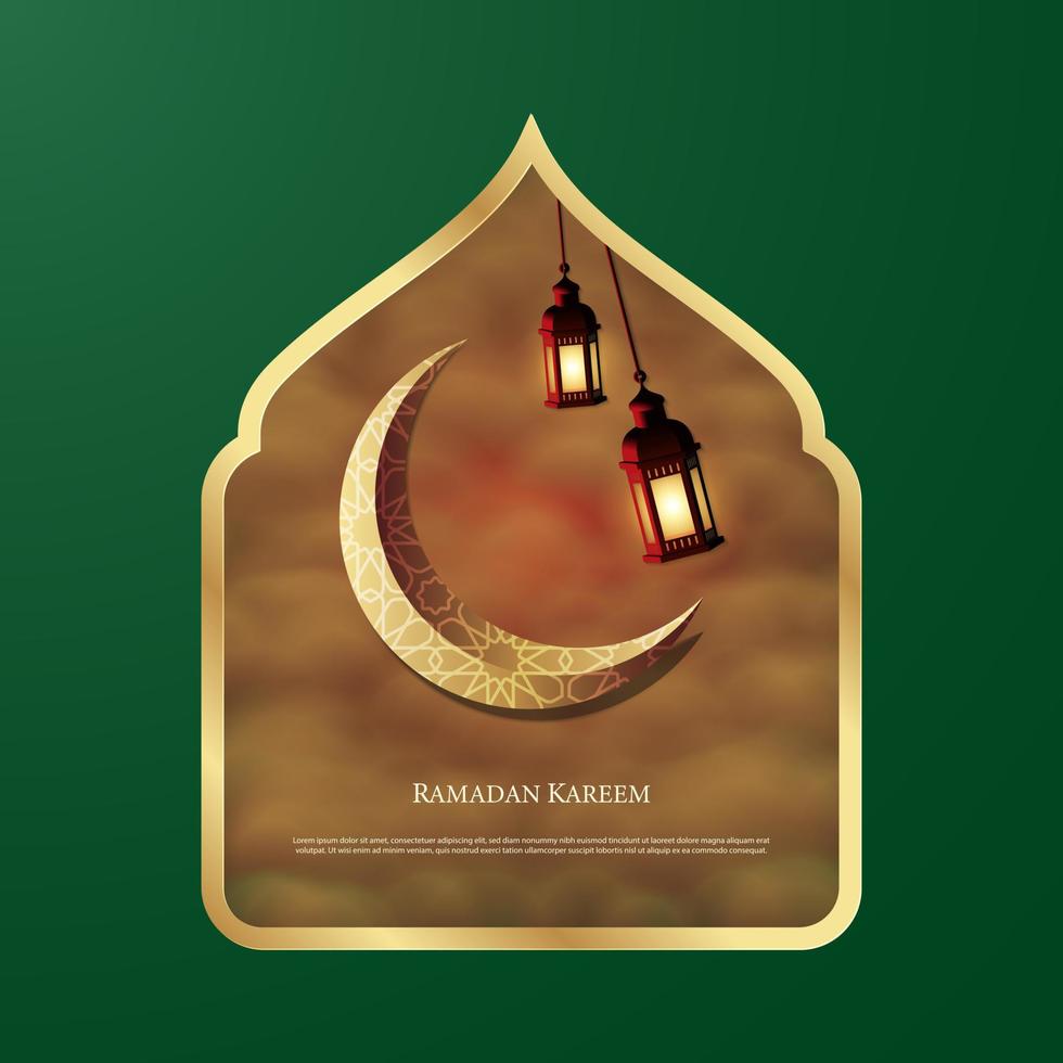 Vector graphic of Ramadan Kareem with Lantern and Moon. Fit for greeting card, wallpaper and other.