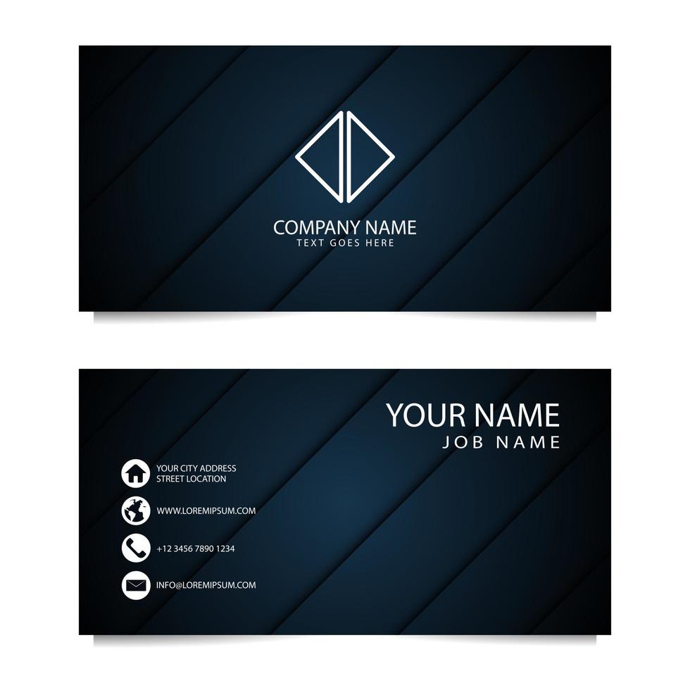 Business Card Template with Dark Blue Background. Vector illustration