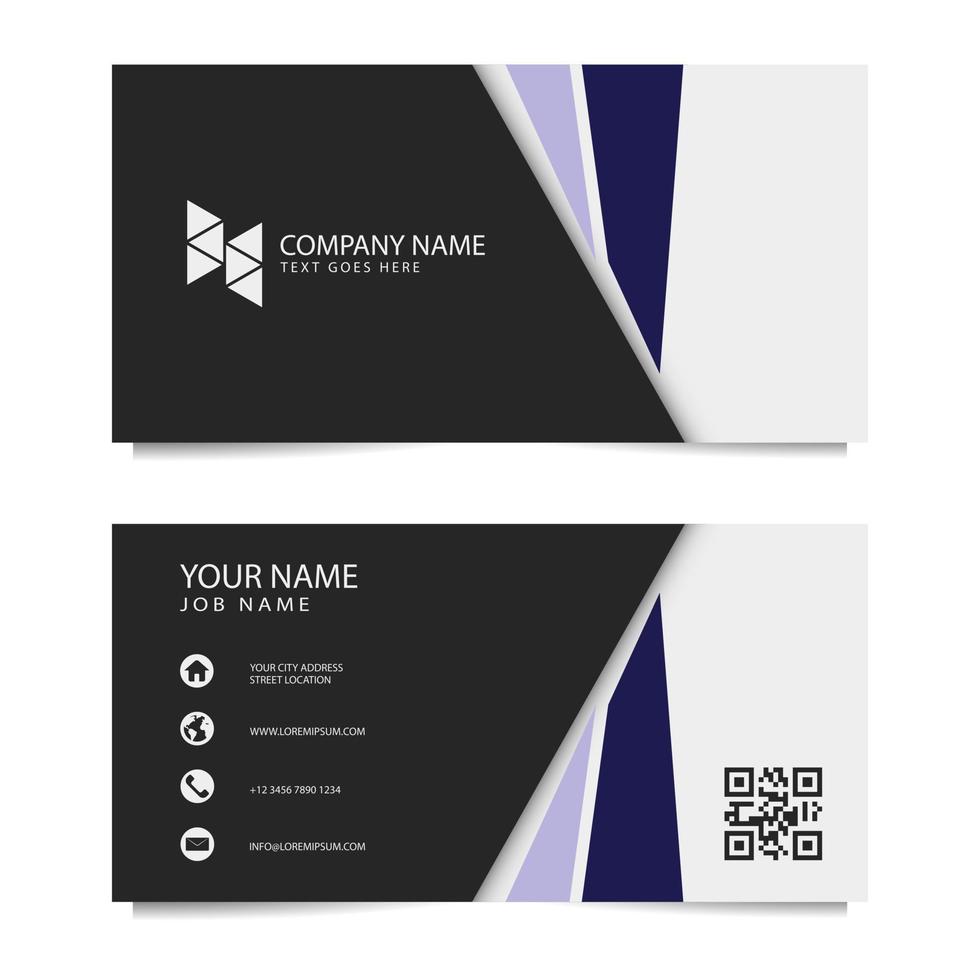 Business Card Template with Black Background. Vector illustration