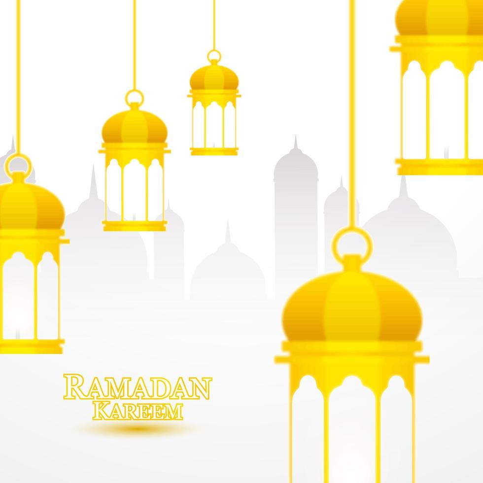 Ramadan Kareem Background with gold blurry lantern concept. vector