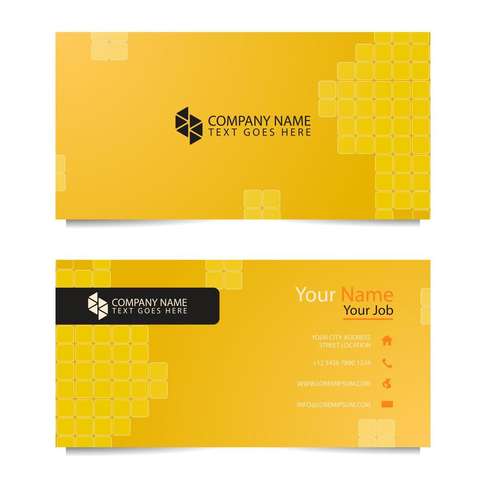 Business Card Template with Yellow Background. Vector illustration