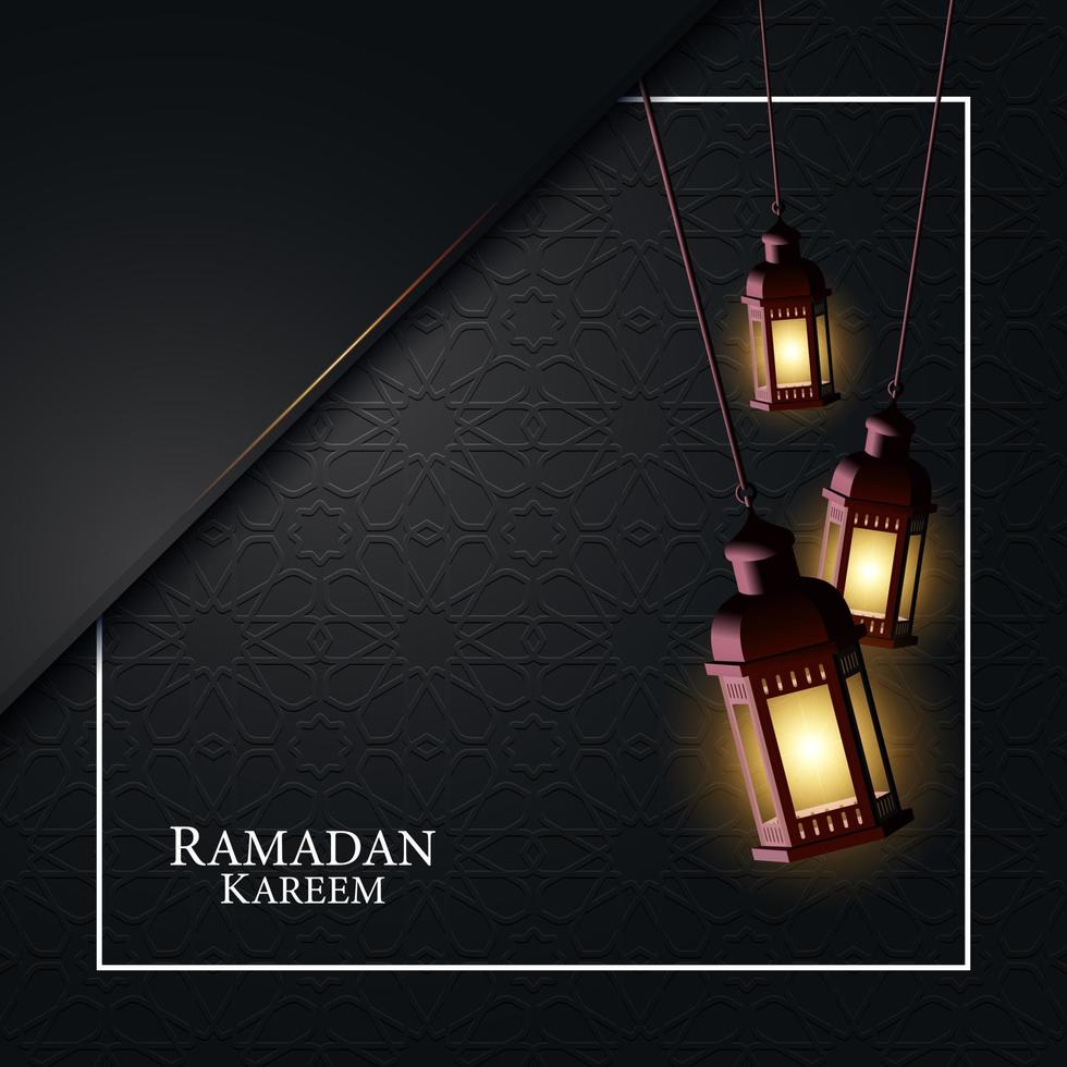 Vector graphic of Ramadan Kareem with Lantern and Islamic Ornament Pattern. Fit for greeting card, wallpaper and other.
