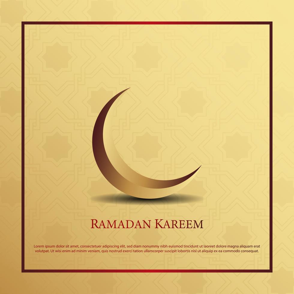 Vector graphic of Ramadan Kareem with Crescent Moon and Islamic Ornament Pattern. Fit for greeting card, wallpaper and other.