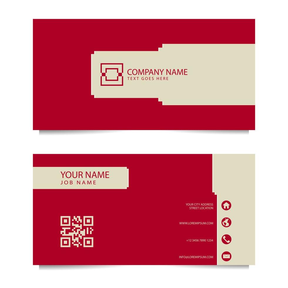 Business Card Template with Red Background. Vector illustration