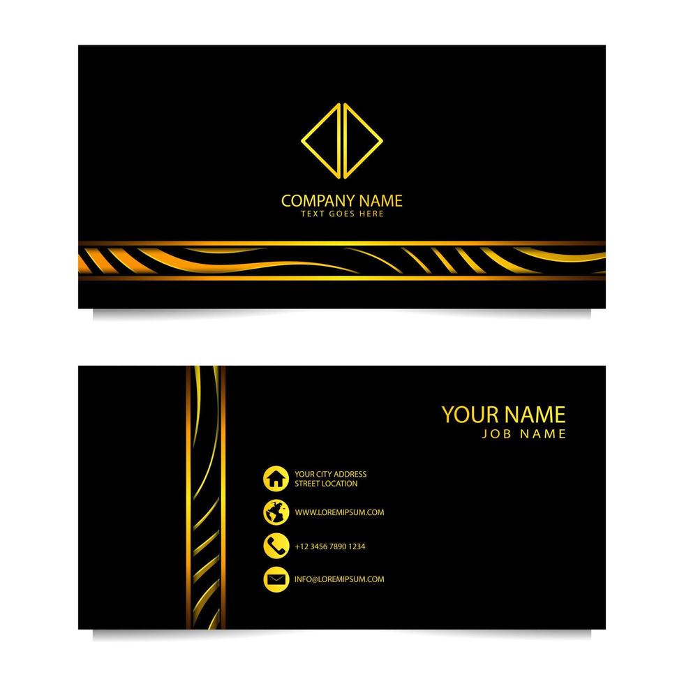 Luxury Business Card Template with Black Background. Vector illustration