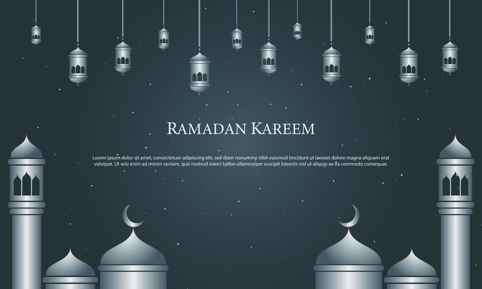 gráfico vectorial de ramadan kareem con mezquita y linterna. apto para tarjetas de felicitación, papel tapiz y otros. vector