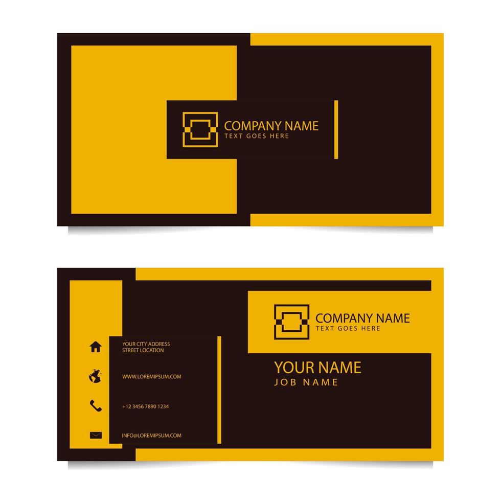 Business Card Template with Black Yellow Background. Vector illustration