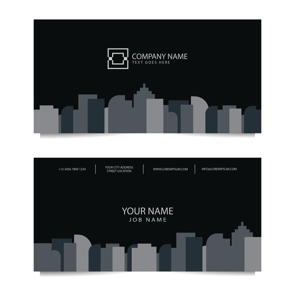 Business Card Template with Black Background. Vector illustration