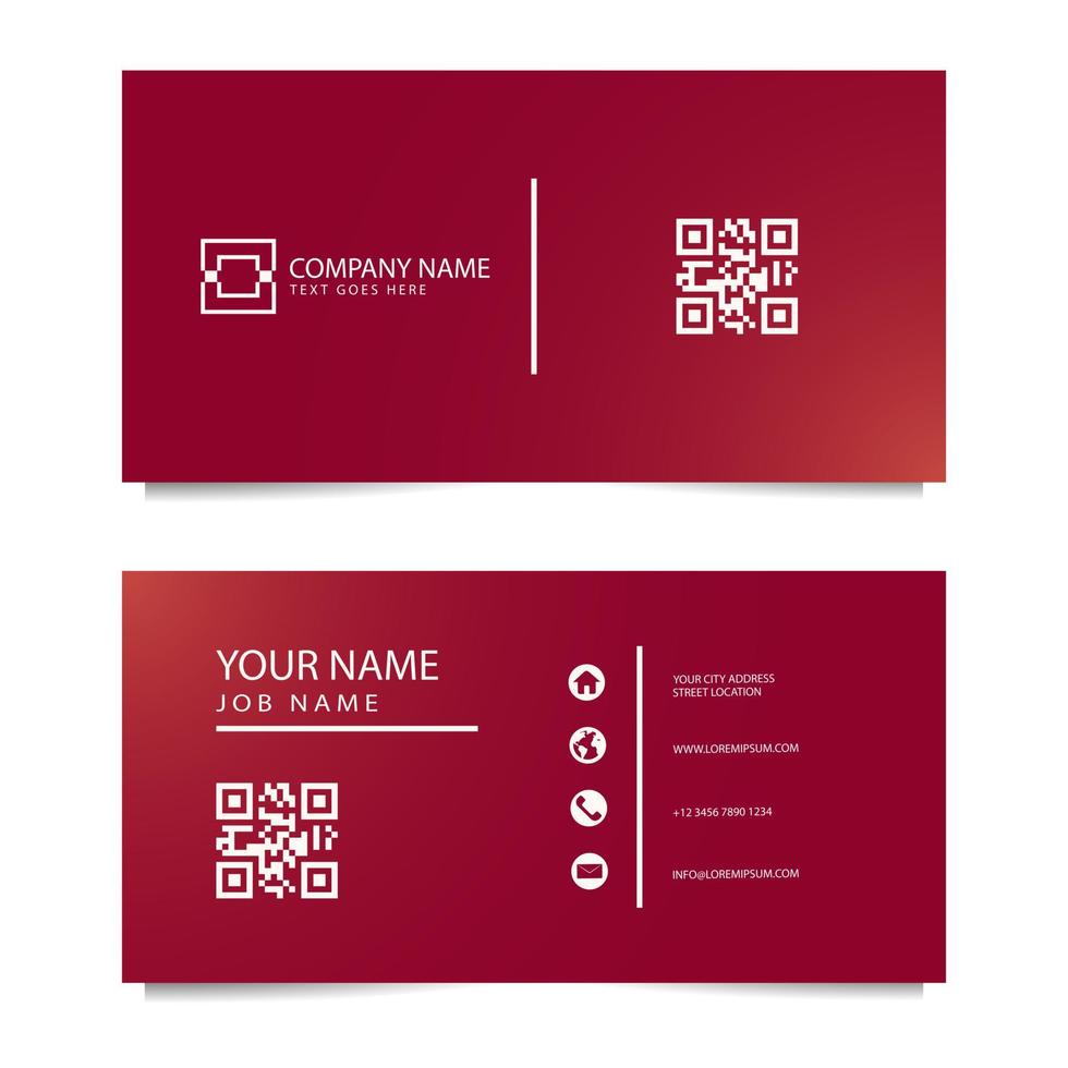 Business Card Template with Red Background. Vector illustration