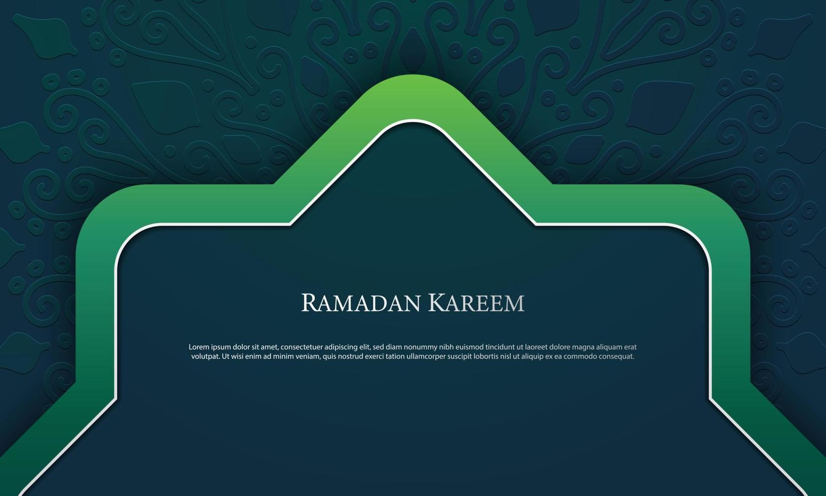 Vector graphic of Ramadan Kareem with Green Background. Fit for greeting card, wallpaper and other.