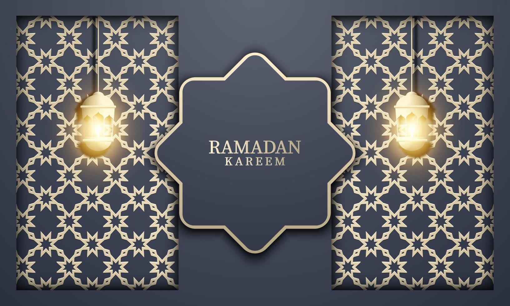 Vector graphic of Ramadan Kareem with Yellow Pattern Background. Fit for greeting card, wallpaper and other ramadan background.