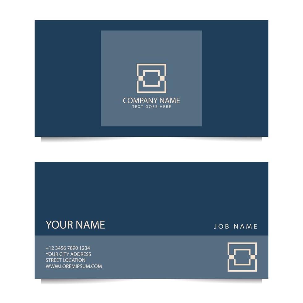 Business Card Template with Dark Blue Background. Vector illustration