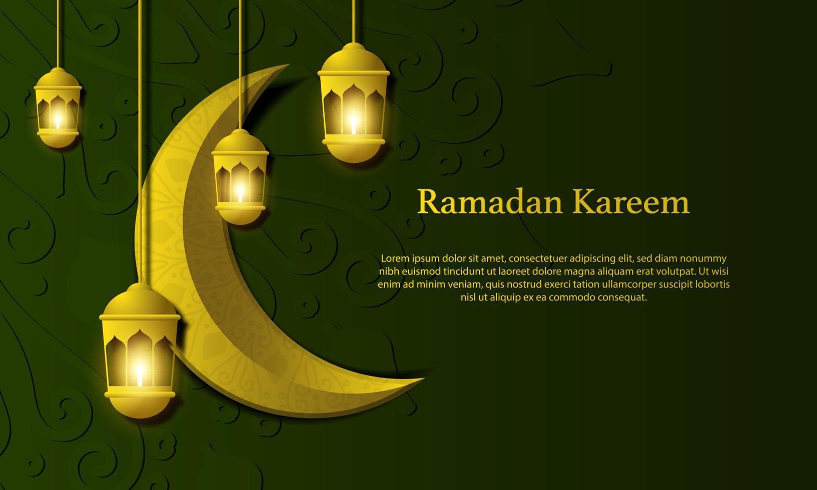 gráfico vectorial de ramadan kareem con luna dorada. apto para tarjetas de felicitación, papel tapiz y otros. vector