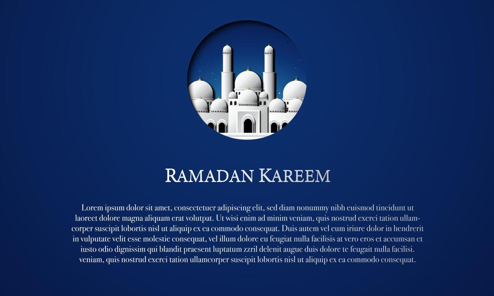 Vector graphic of White Mosque with Blue Background. Fit for greeting card, wallpaper and other.