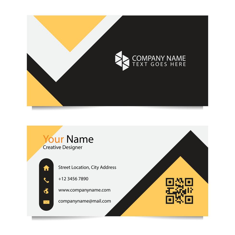 Business Card Template with Black White Yellow Background. Vector illustration