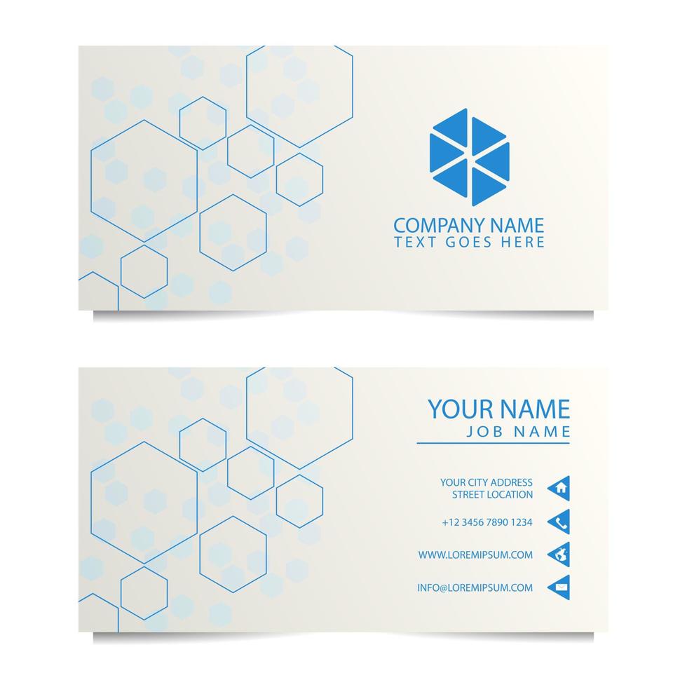 plantilla de tarjeta de visita con poligonal azul sobre fondo blanco. ilustración vectorial vector