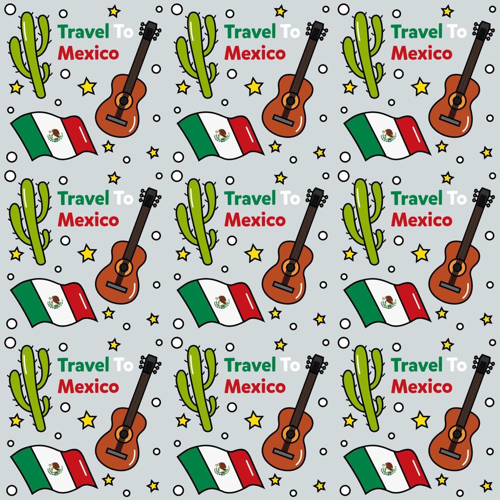 Travel to Mexico doodle seamless pattern vector design