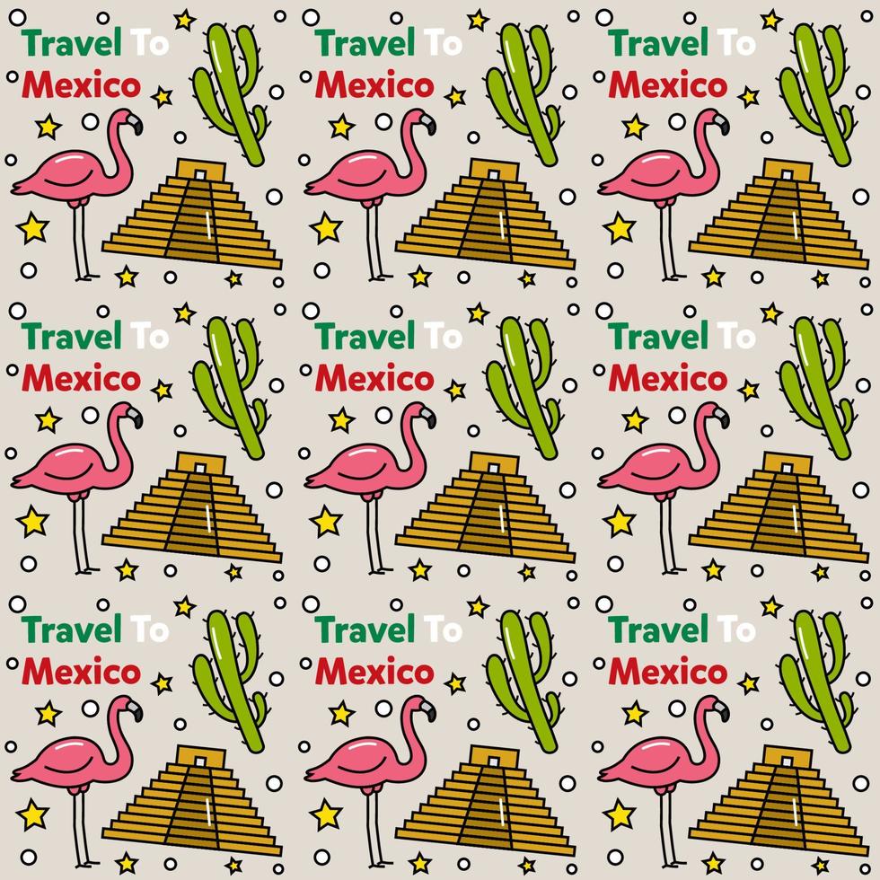 Travel to Mexico doodle seamless pattern vector design