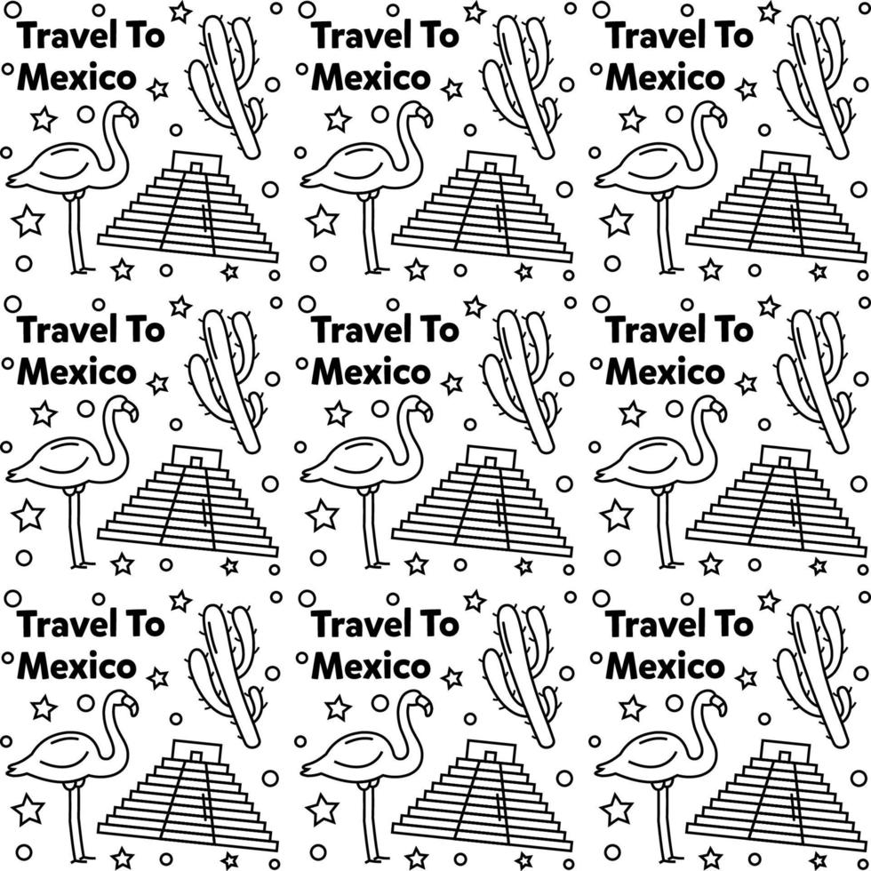 Travel to Mexico doodle seamless pattern vector design